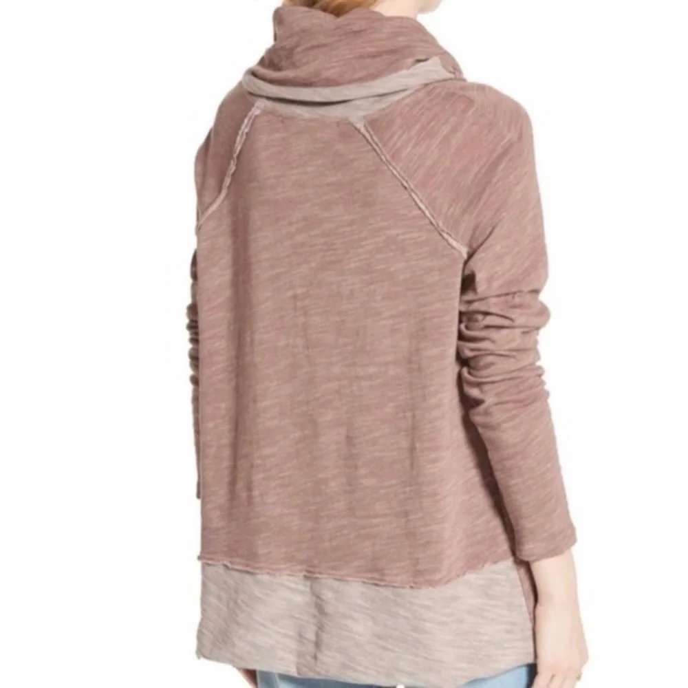 Free People Beach Pink Cocoon Cowl Neck Pullover Two Body Sweater - Picture 8 of 10